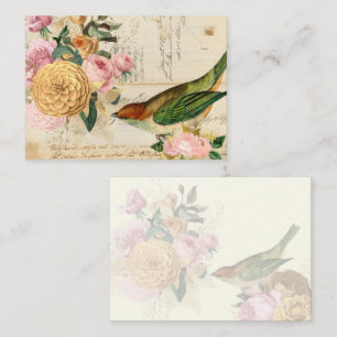 Vintage Rose von Singvögeln in Schwarz und Gold Mitteilungskarte