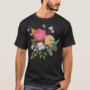 Vintage Rose von Vögeln Tiere Überschwemmung Natur T-Shirt