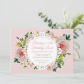 Vintage Rose Wasserfarbenzug Geburtstag Einladung (Stehend Vorderseite)