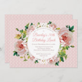 Vintage Rose Wasserfarbenzug Geburtstag Einladung (Vorne/Hinten)