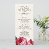 VINTAGE ROSE | WEDD MENU CUSTOM RACK CARDS MENÜKARTE (Stehend Vorderseite)