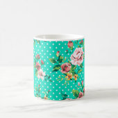 Vintage Rose Weiße Punkte Weiße Muster Kaffeetasse (Mittel)