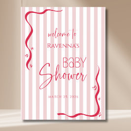 Vintage-Rosé-Welle-Gestreifte-Baby-Shower-Willkomm Poster