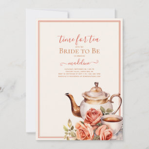 Vintage Rose Zeit für Tee-Brautparty Einladung