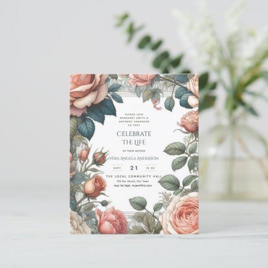 Vintage Rose zum Gedenkgedicht des Lebens (Stehend Vorderseite)