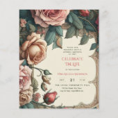 Vintage Rose zum Gedenkgedicht des Lebens (Vorderseite)