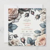 Vintage Rose zum Gedenkgedicht des Lebens Einladung (Vorderseite)