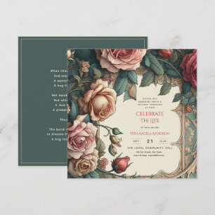 Vintage Rose zum Gedenkgedicht des Lebens Einladung