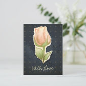 Vintage Rosebude in Schwarz, Postkarte (Stehend Vorderseite)