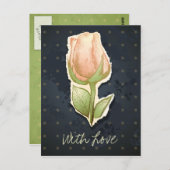 Vintage Rosebude in Schwarz, Postkarte (Vorne/Hinten)