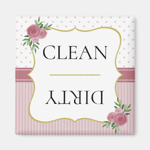 Vintage-Roségold-Streifen-Punkte-Blumen-Geschirrsp Magnet