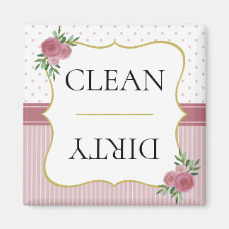 Vintage-Roségold-Streifen-Punkte-Blumen-Geschirrsp Magnet