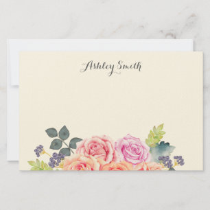 Vintage-Rosen-Aquarell-Blumen benutzerdefinierter  Briefpapier