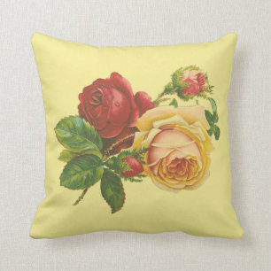 Vintage Rosen auf gelbem Kissen