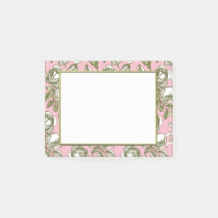 Vintage-Rosen auf hellrosa floralen Haftnotizen Post-it Klebezettel