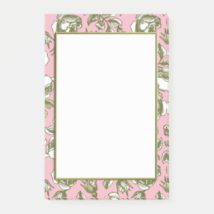 Vintage-Rosen auf hellrosa floralen Haftnotizen Post-it Klebezettel