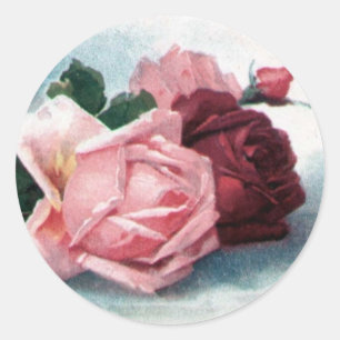 Vintage-Rosen-Aufkleber Runder Aufkleber