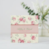 Vintage Rosen-Beschaffenheits-Hochzeits-Einladung Einladung (Stehend Vorderseite)