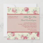 Vintage Rosen-Beschaffenheits-Hochzeits-Einladung Einladung (Rückseite)