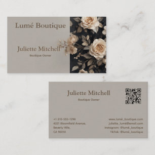 Vintage-Rosen-Blumen-elegante-Boutique-Visitenkart Visitenkarte