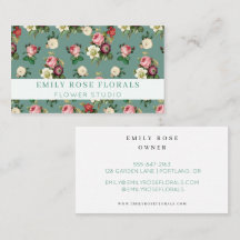Vintage-Rosen-Blumen-Treuekarte Salbeigrün