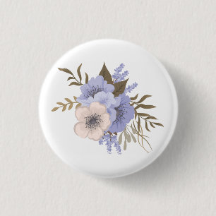 Vintage-Rosen-Blumenkunst Retro-Botanische Blum Button