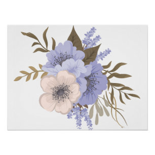 Vintage-Rosen-Blumenkunst Retro-Botanische Blum Poster
