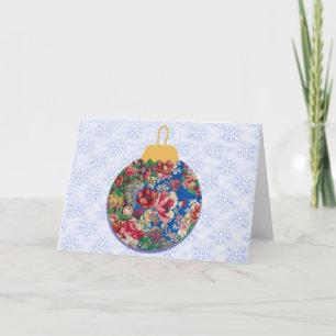 Vintage-Rosen-Blumenkunst-Weihnachtskarte Karte
