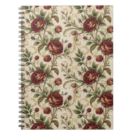 Vintage-Rosen-Blumenmuster - Blumen-Design Notizblock (Vorderseite)