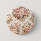 Vintage-Rosen-Blumenmuster | Elegantes Pastell Button (Vorderseite)