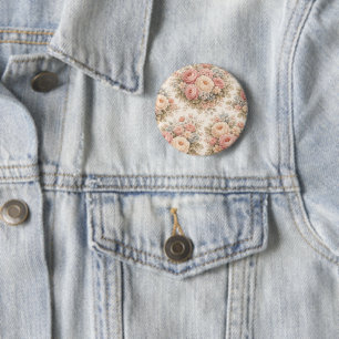 Vintage-Rosen-Blumenmuster Elegantes Pastell Button