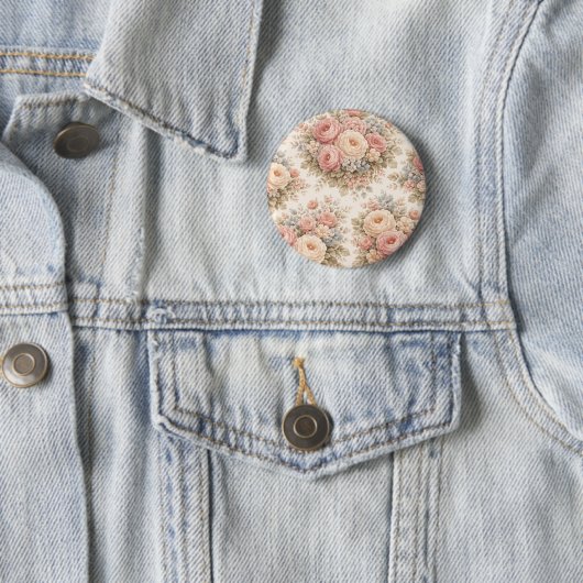 Vintage-Rosen-Blumenmuster | Elegantes Pastell Button (Beispiel)
