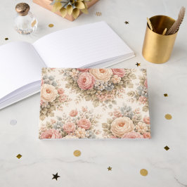 Vintage-Rosen-Blumenmuster | Elegantes Pastell Gästebuch