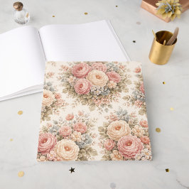 Vintage-Rosen-Blumenmuster | Elegantes Pastell Gästebuch