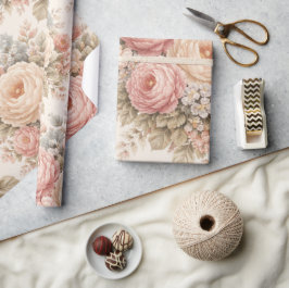 Vintage-Rosen-Blumenmuster | Elegantes Pastell Geschenkpapier