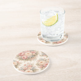 Vintage-Rosen-Blumenmuster | Elegantes Pastell Getränkeuntersetzer