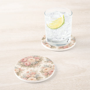 Vintage-Rosen-Blumenmuster Elegantes Pastell Getränkeuntersetzer