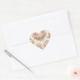 Vintage-Rosen-Blumenmuster | Elegantes Pastell Herz-Aufkleber