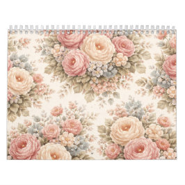 Vintage-Rosen-Blumenmuster | Elegantes Pastell Kalender