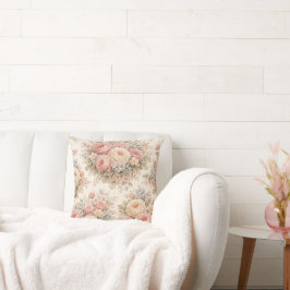 Vintage-Rosen-Blumenmuster | Elegantes Pastell Kissen