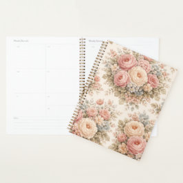 Vintage-Rosen-Blumenmuster | Elegantes Pastell Planer