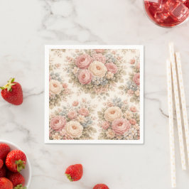 Vintage-Rosen-Blumenmuster | Elegantes Pastell Serviette