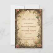 Vintage-Rosen-Botanik Save The Date (Vorderseite)