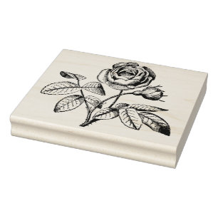 Vintage Rosen-botanische Gummikunst-Briefmarke Gummistempel