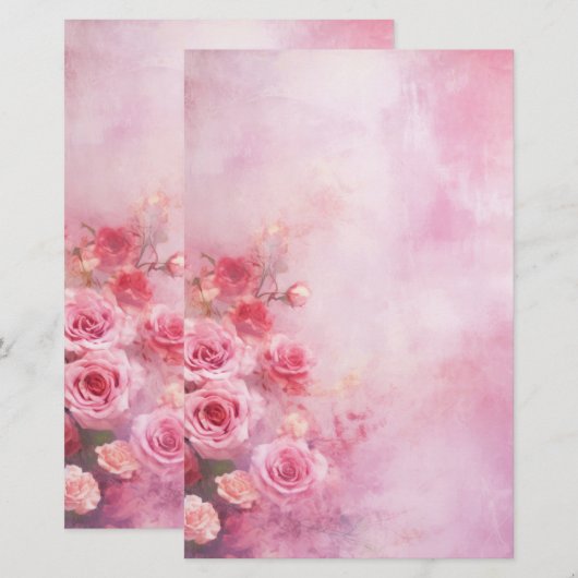 Vintage Rosen Briefpapier (Vorne/Hinten)