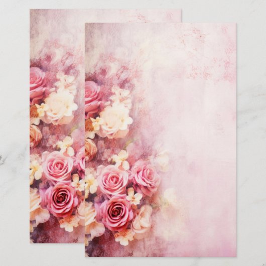 Vintage Rosen Briefpapier (Vorne/Hinten)