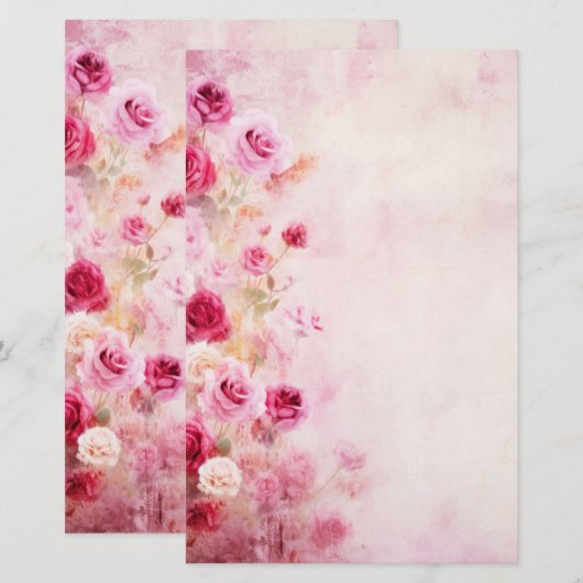 Vintage Rosen Briefpapier (Vorne/Hinten)
