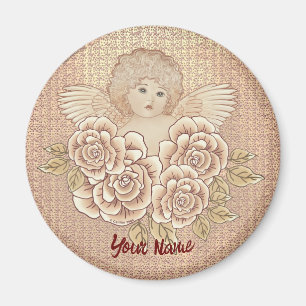 Vintage-Rosen Cherub Engel Magnet