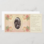 Vintage Rosen-danken ovales Foto-Rahmen-Beileid Dankeskarte (Vorne/Hinten)