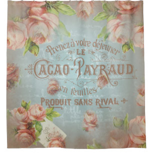 Vintage Rosen des Duschvorhangs blaue Duschvorhang